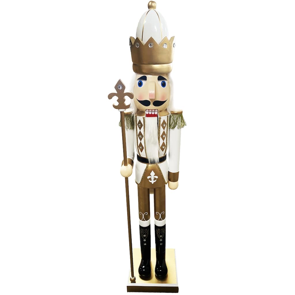 60" White & Gold Nutcracker
