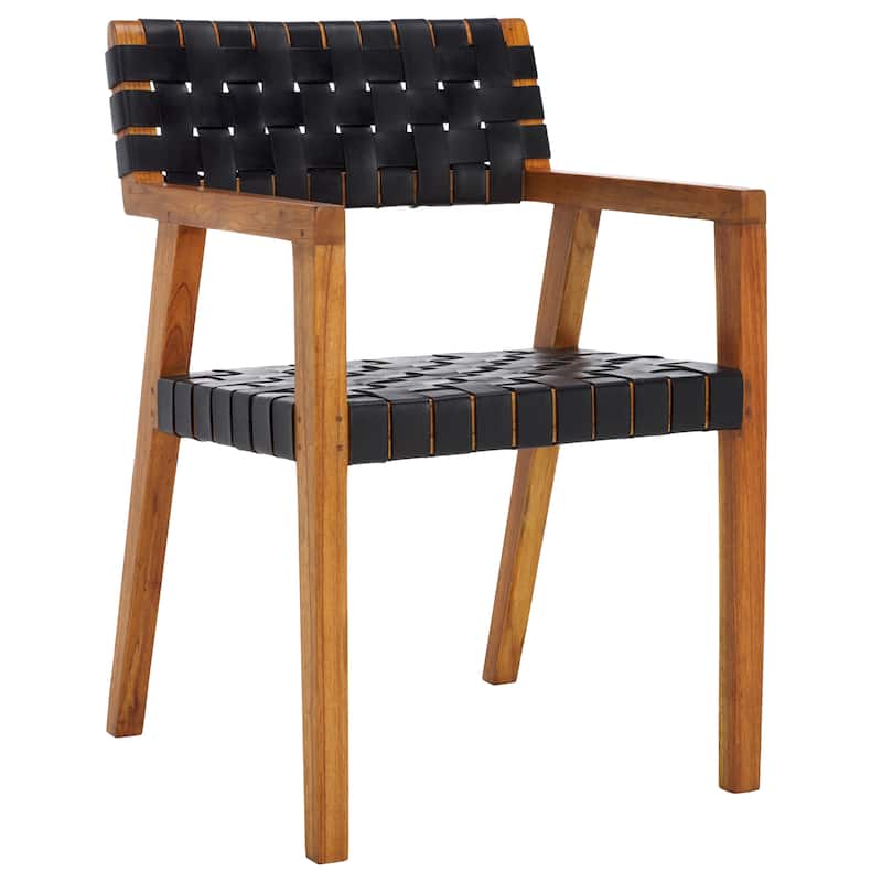 SAFAVIEH Gerda Woven Leather Dining Room Chair - 22.1" W x 20.9" L x 31.9" H - 22Wx21Dx32H