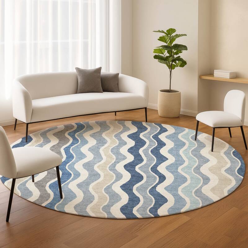 Machine Washable Indoor/ Outdoor Funky Stripe Chantille Rug