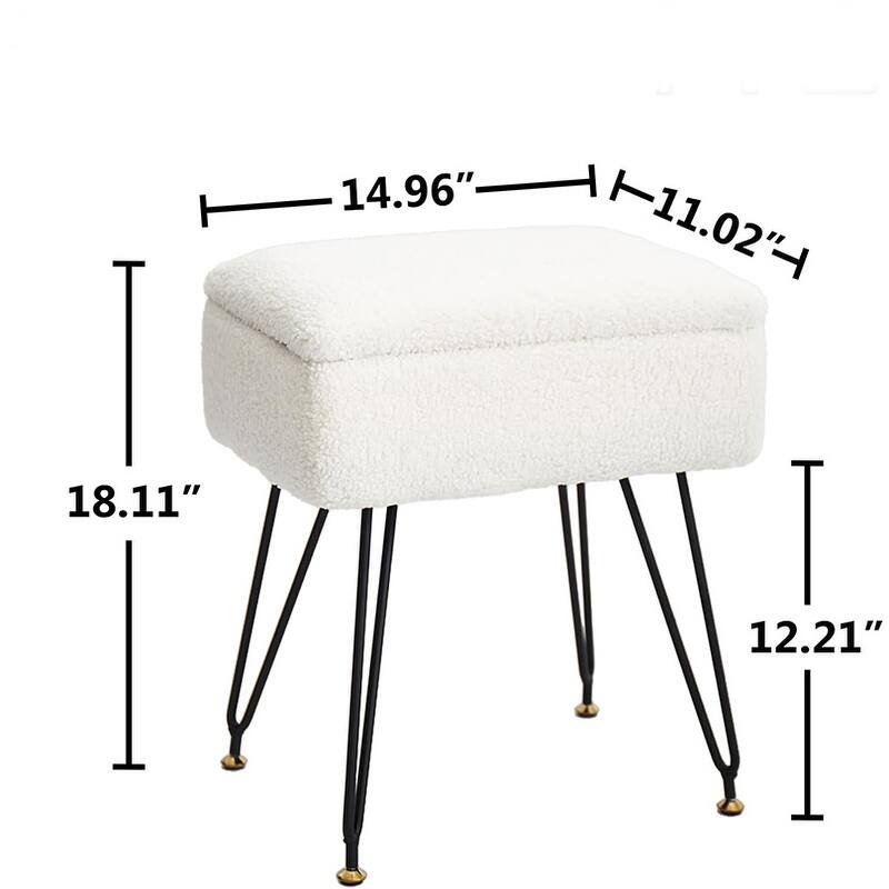 Vanity Stool Chair,Foot Stool with Metal Legs,White White Bed Bath