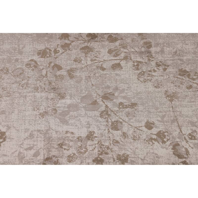 Beige Floral Art & Craft Turkish Area Rug Machine Made Carpet - 5'0" x 7'6"