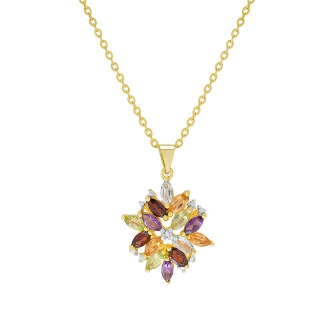 Victoria Townsend Gold over Sterling Silver Multi-Gemstone & Diamond Accent Cluster Pendant Necklace