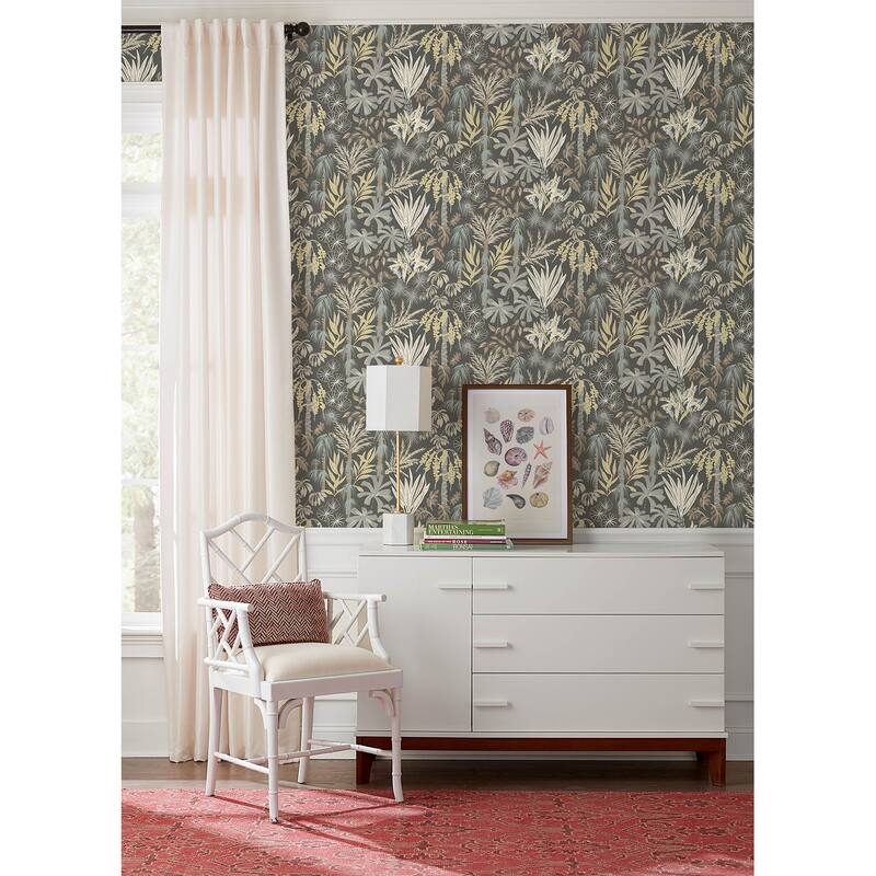A-Street Prints Everglades Grey Botanical Wallpaper