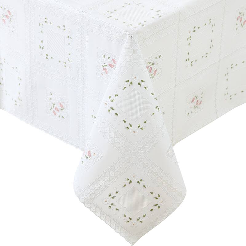Floral Lace-Inspired 3-Yard Cut-to-fit Vinyl Tablecloth/Table Protector - 54x108