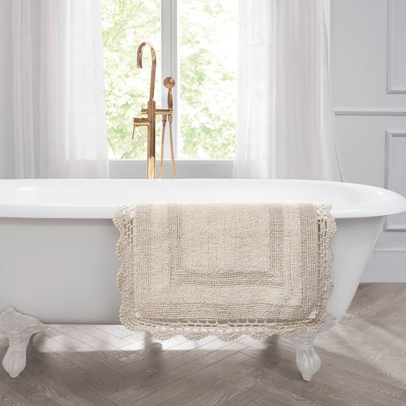 Laura Ashley Reversible Cotton Crochet Bath Rug