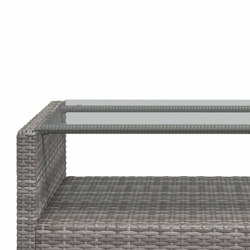 4PCS PE Rattan Patio Furniture Set with Two-tier Coffee Table,Cushion