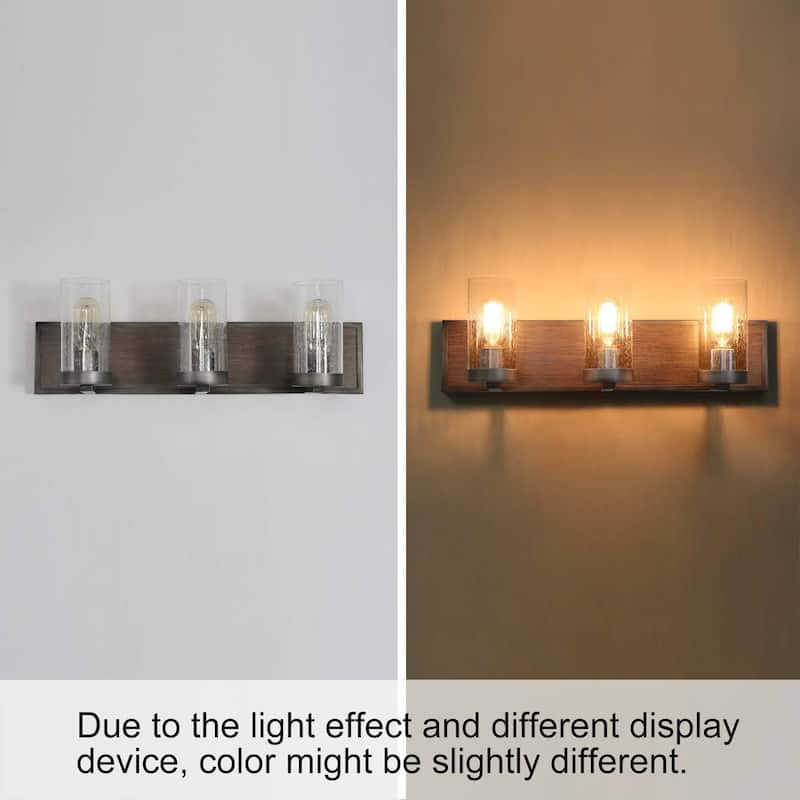 Fora 3-Light Modern Farmhouse Dark Wood Bathroom Vanity Light Wall Sconce - L22"x H 6.5" x E7"