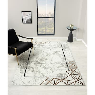 Kimberly Collection Abstract Border Area Rug