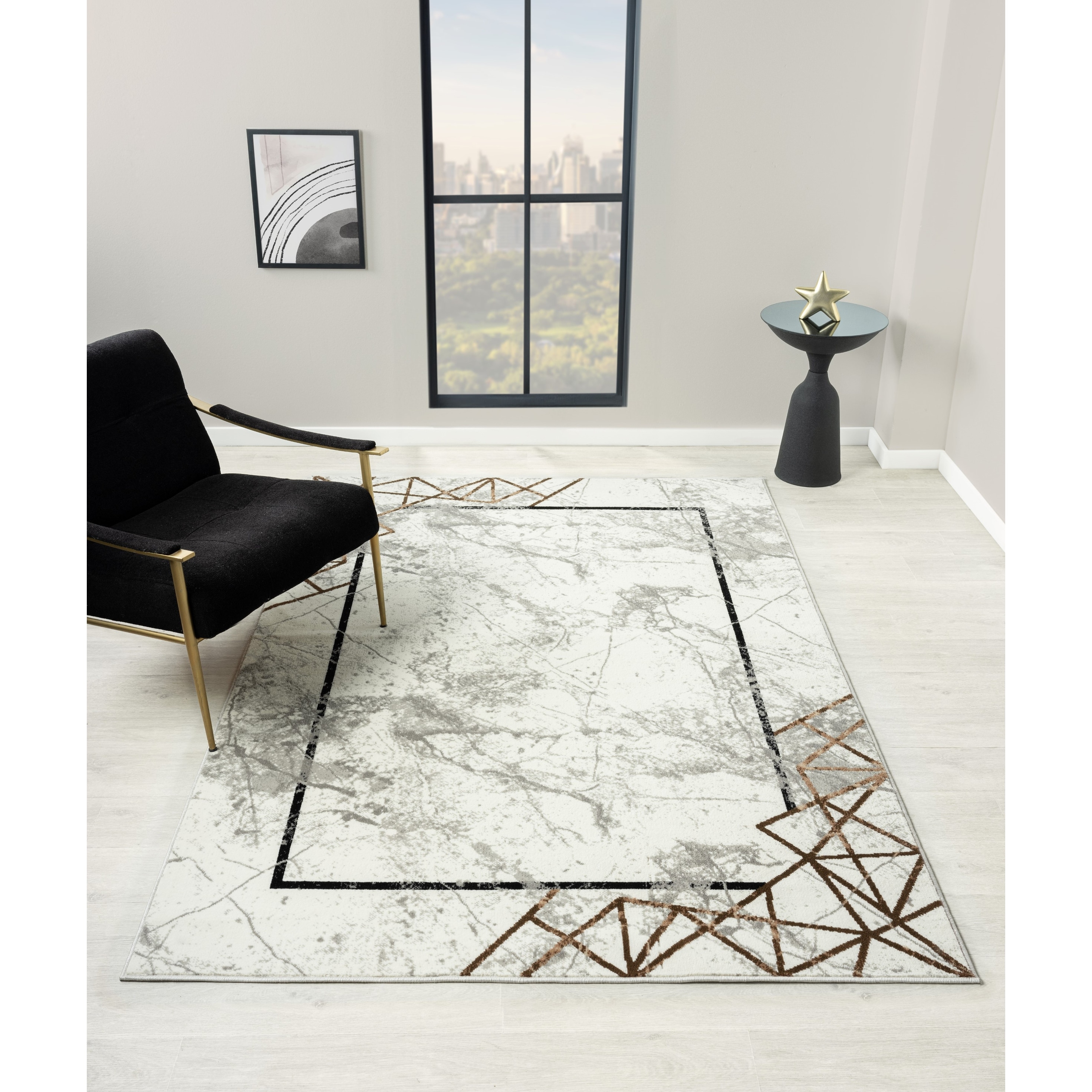 MDA Rugs Kimberly Collection Abstract Border Area Rug
