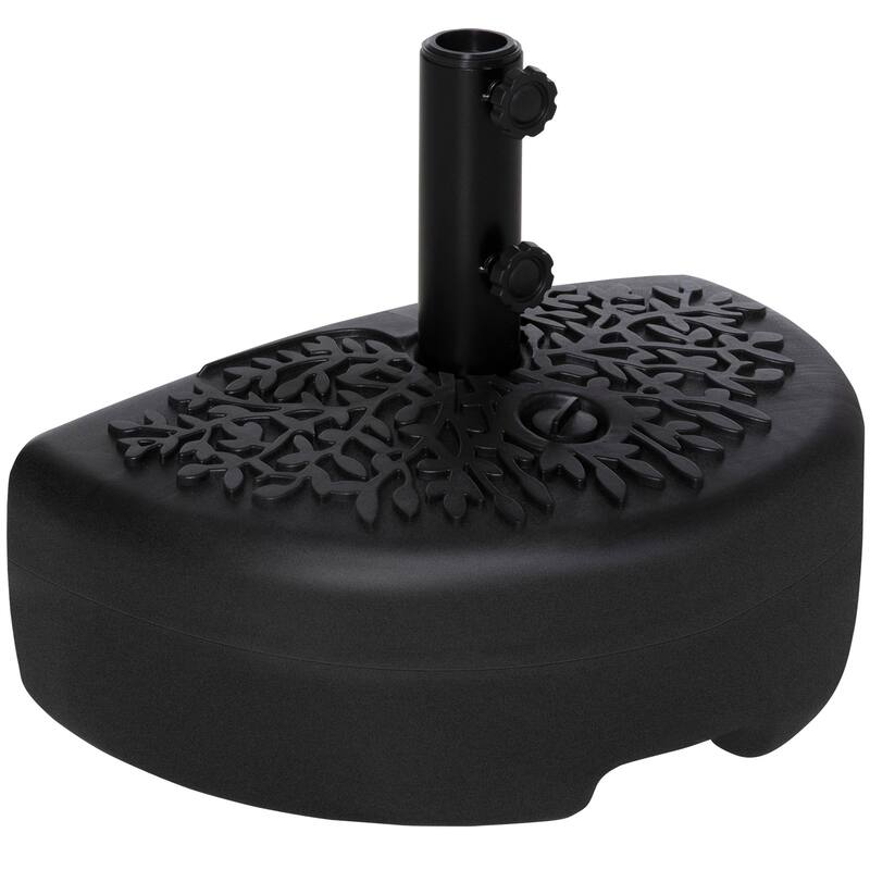 Outsunny Half Round Umbrella Base, Sand or Water Filled Half Patio Umbrella Stand Holder for Lawn, Deck, Backyard and Garden