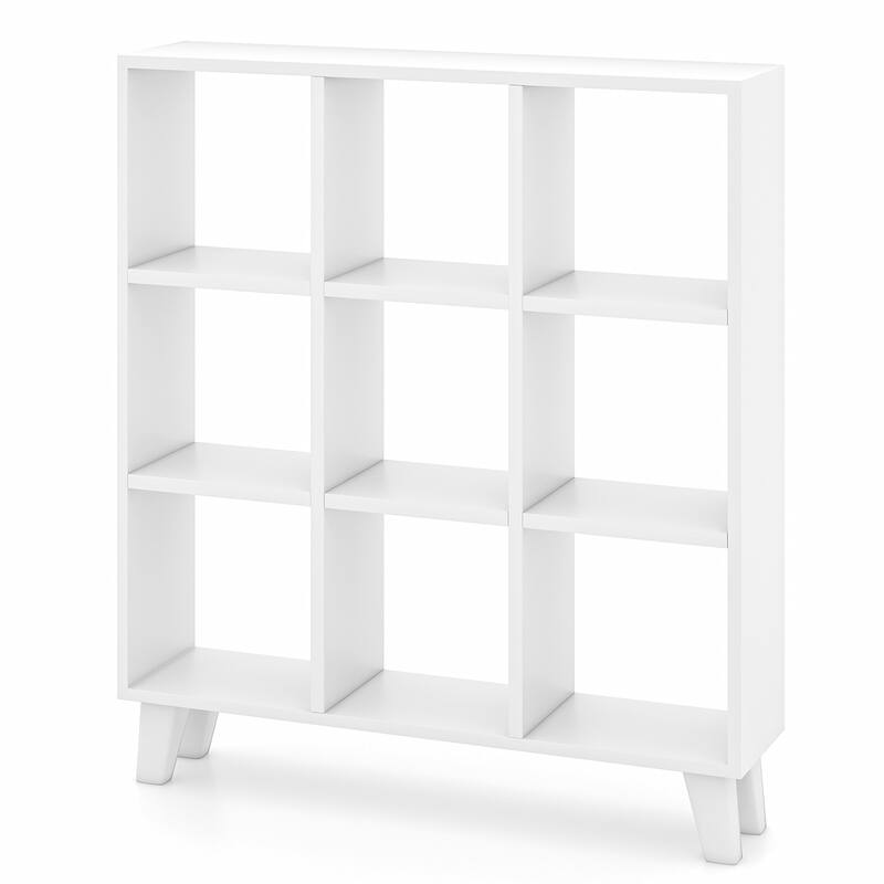 9-Cube Bookcase with 6 Removable Shelves and Raised Support Feet - 35" x 8" x 39.5" (L x W x H) - White