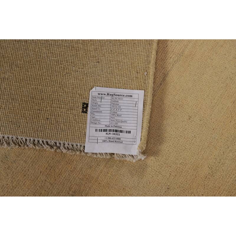 Gabbeh Modern Oriental Rug Handmade Wool Carpet - 5'0"x 6'4"