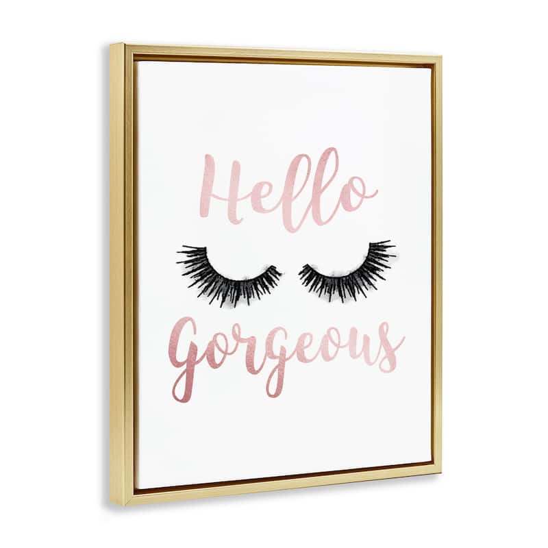 Stupell Hello Gorgeous Black Eyelashes Typography Floater Frame - White