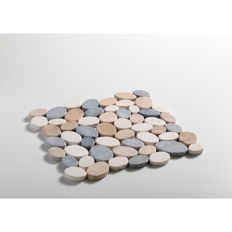 Coin Marble 11 in. x 11 in. Marble Mesh-Mounted Mosaic Wall and Floor Tile