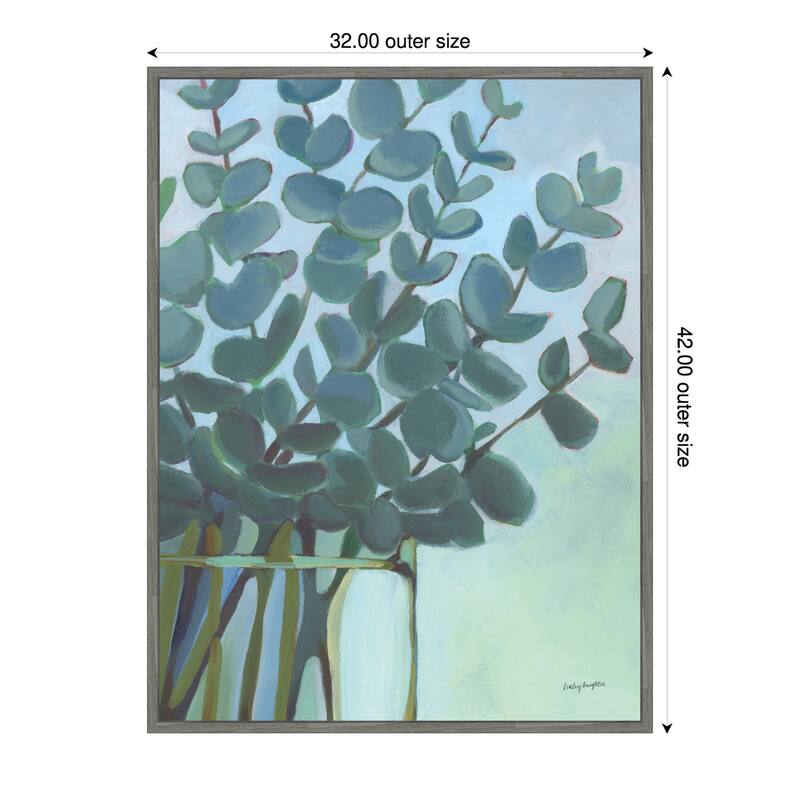 Eucalyptus Bouquet by Haley Knighten Framed Canvas Wall Art Print - Plastic - 32 x 42 in - Grey