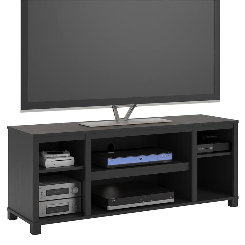 Anmytek Black Media Console TV Stand for up to 50 Inch TV, Open Shelf Entertainment Center