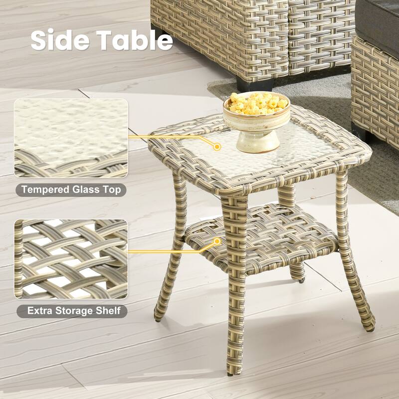 XIZZI 9-Piece Outdoor Patio Furniture Swivel Chair Set with Fire Pit