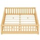 preview thumbnail 8 of 26, Queen Size Pine Wood Floor Bed with Safety Guardrails and Door for Kids