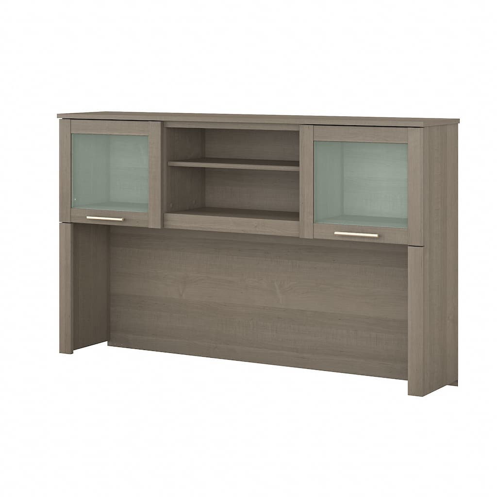 Bush Furniture Somerset Ash Gray 60W Hutch for L Shaped Desk - 59.09"L x 12.50"W x 35.69"H