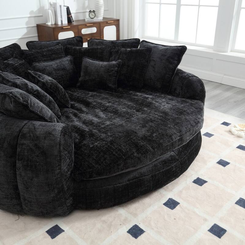 81.10" Double Bread Extra Large Round Sofa Bed with Armrests and Large Cushions