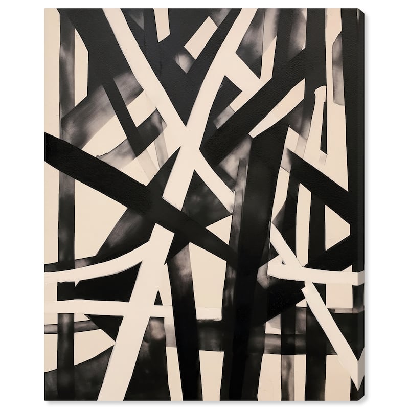 Wynwood Studio Canvas Abstract Paper Shredding Black and Ivory Modern & Contemporary Wall Art Canvas Print
