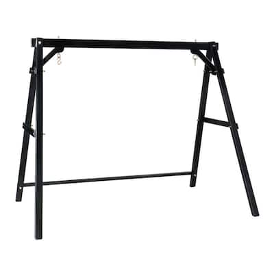 2-Person Carbonized Solid Wood Porch Swing Stand (without hanging swing)