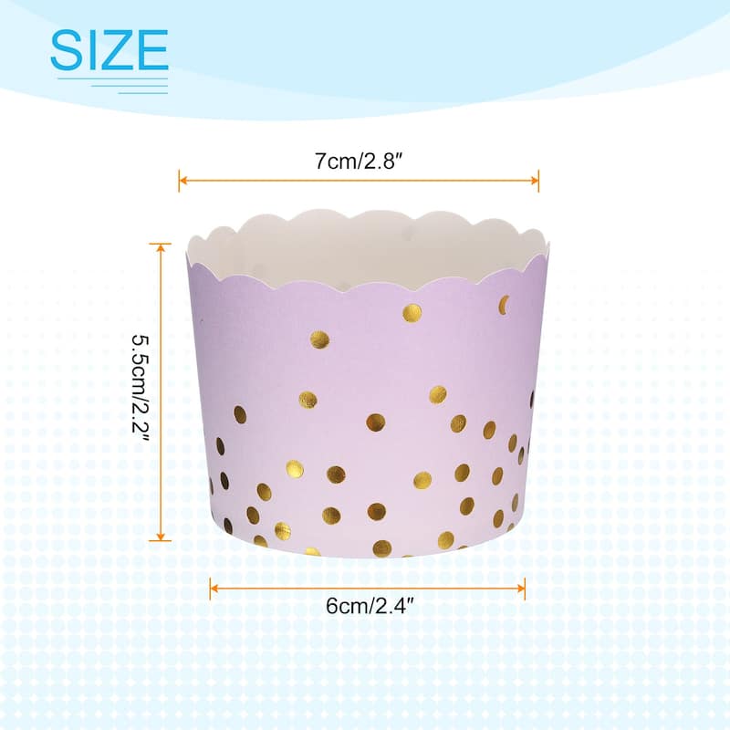 150Pcs Paper Baking Cups 6oz Cupcake Scalloped Muffins Liners - Gradient Purple