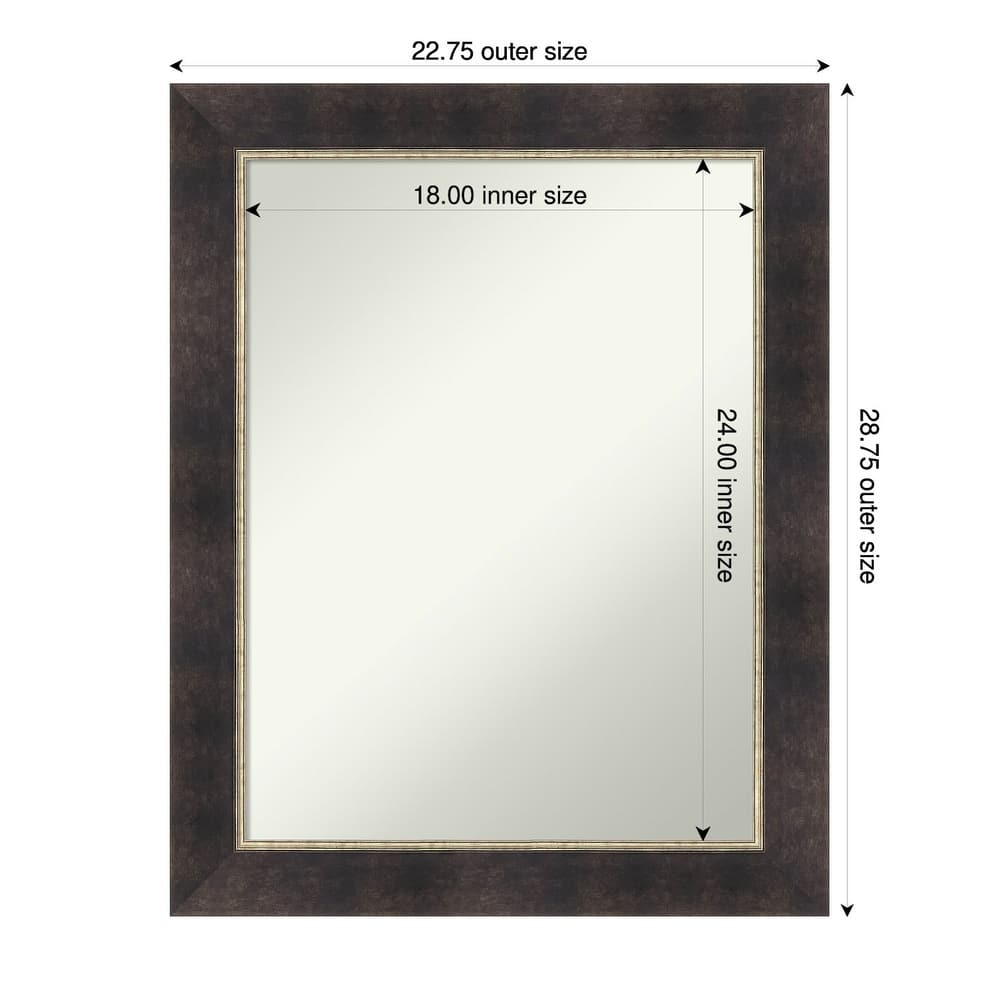 Odin Antique Bronze Non-Beveled Wood Framed Bathroom Vanity Wall Mirror - Odin Antique Bronze