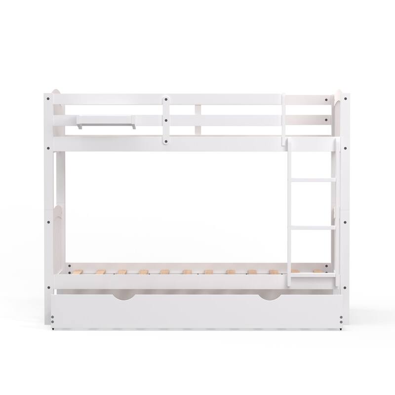 Arca Wood Twin Over Twin Bunk Bed, Hanging Nightstand, and Trundle
