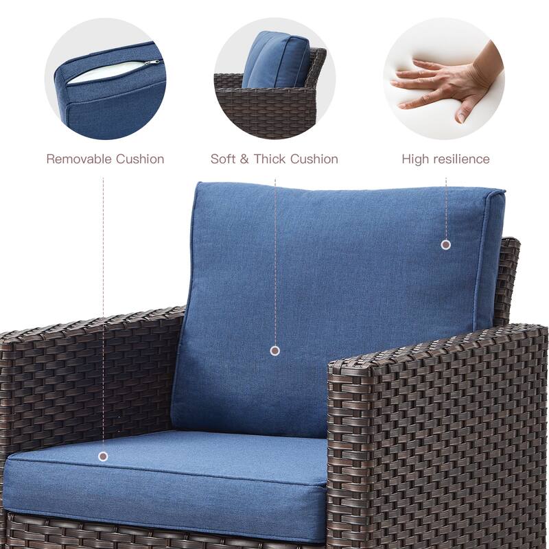 Outdoor Sofa Patio Chairs Ottomans with Fire Table