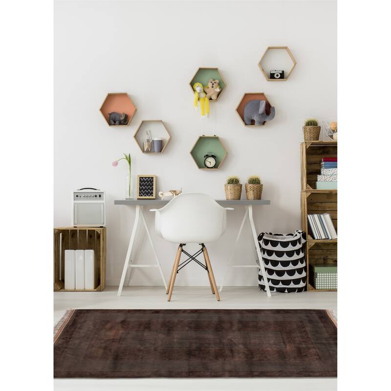 ECARPETGALLERY Hand-knotted Color Transition Dark Grey Wool Rug - 5'9 x 7'10