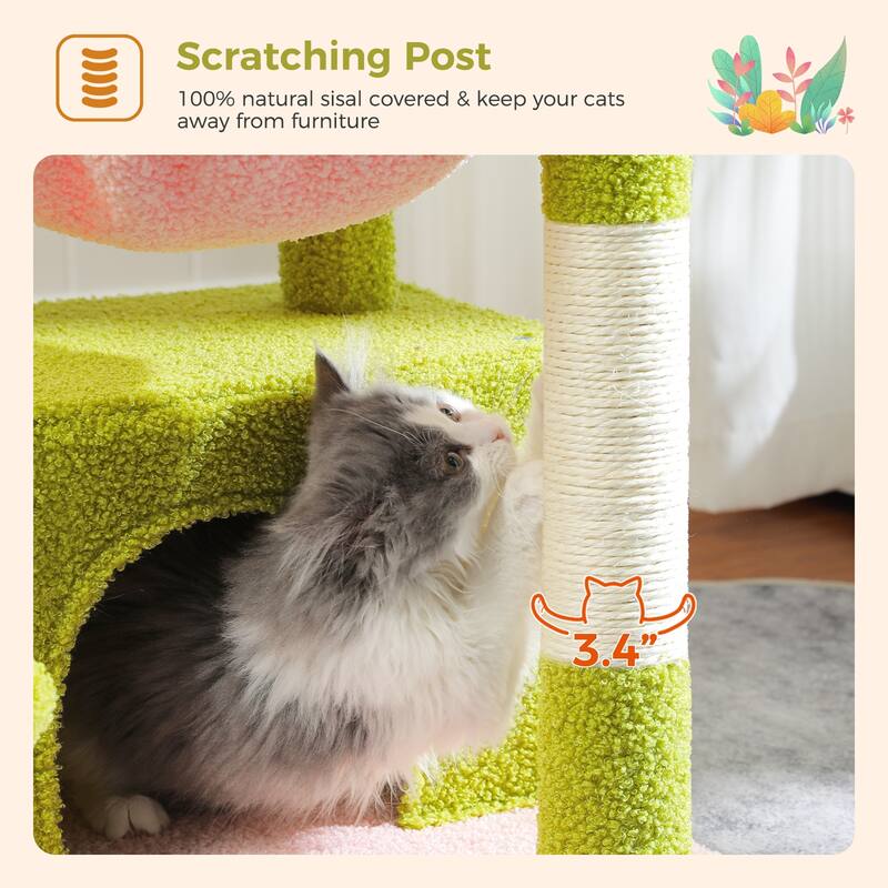4-in-1 Multi-Level Cat Tower, Cat Tree with Large Cat Condo, Cat Scratching Post for Cats with Deep Hammock & Cozy Top Perch