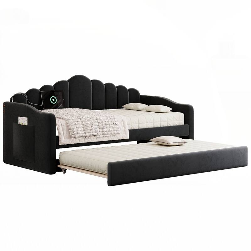 Velvet Sofabed with USB Charging Ports