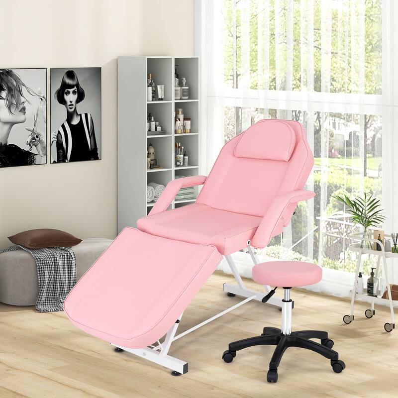 Gymax 73'' Facial Chair w/ Hydraulic Stool Adjustable Backrest &