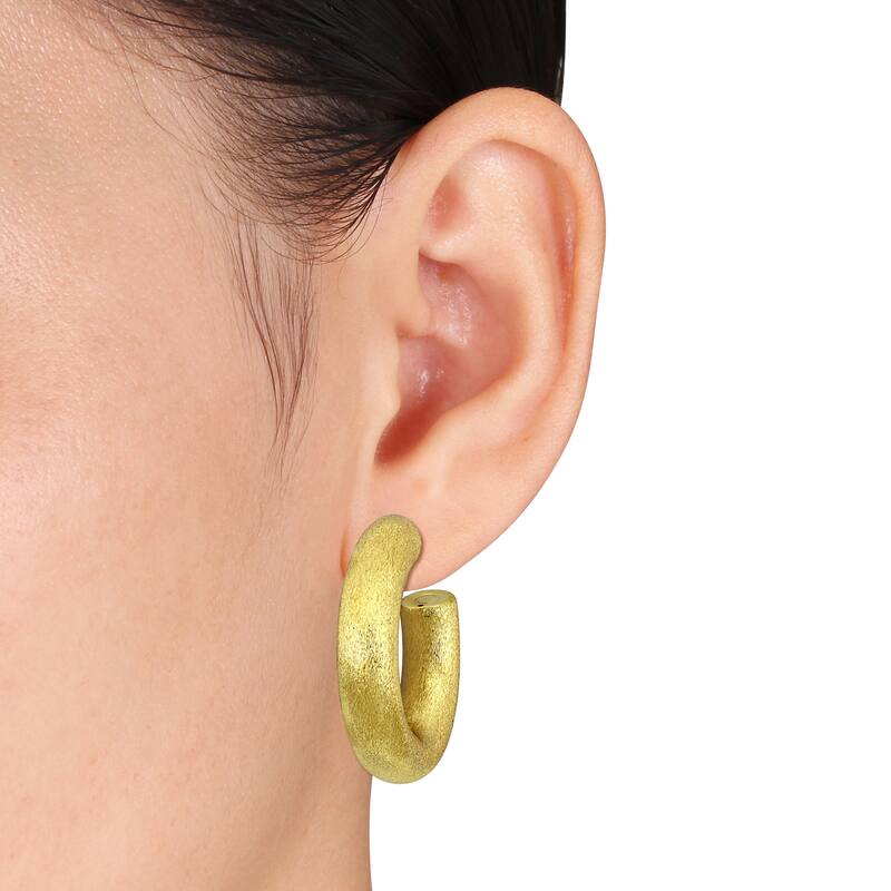 Miadora 39mm Hoop Satin Finish Earrings in 14K Yellow Gold