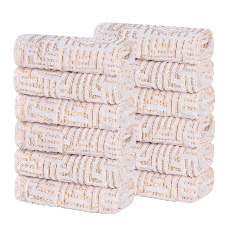 Superior Jasper Cotton Modern Jacquard Face Towel Washcloth Set of 12