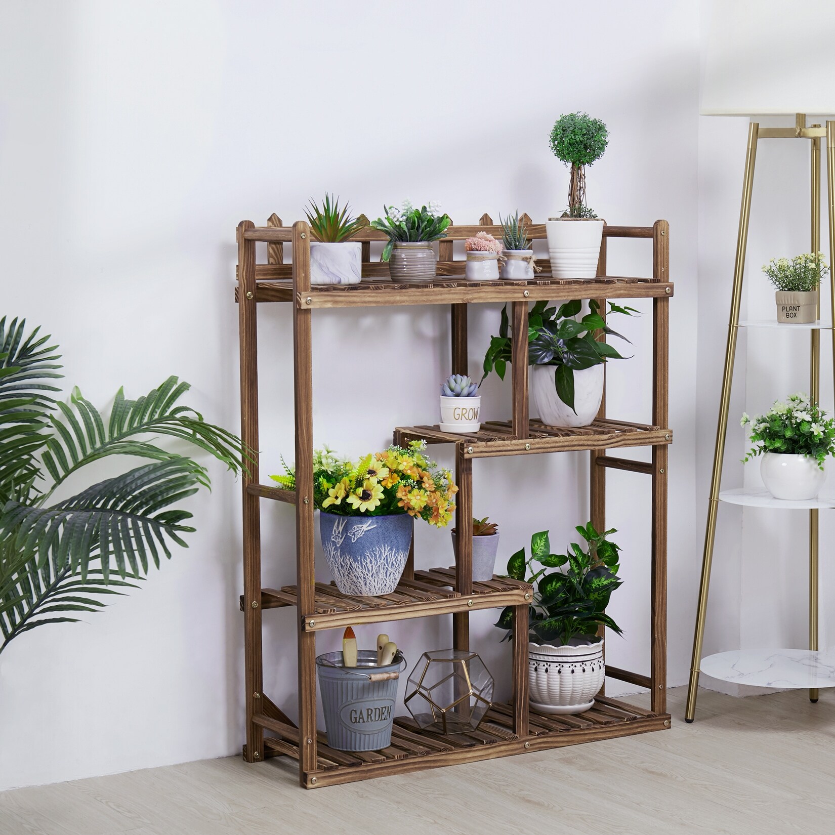 Garden Pastoral Plant Stand Rack 2 3 4 Tiers Display Indoor Outdoor Standing 