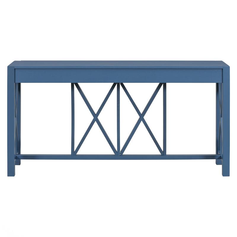 60'' Console Table with 4 Spacious Drawers, Modern Crisscross Design Entryway Table