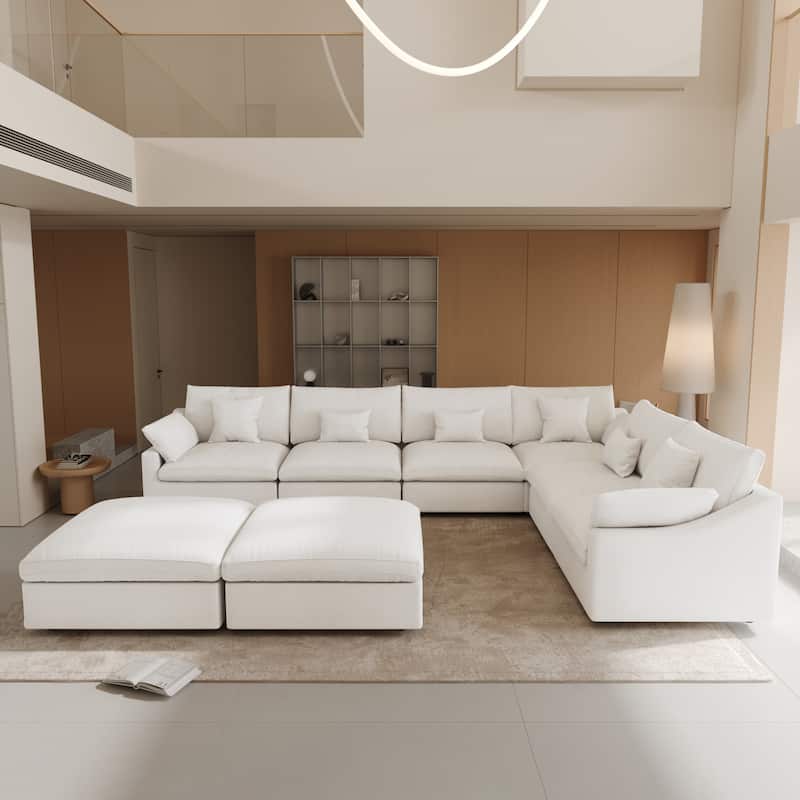 Large Linen Corner Sectional Sofa Couch for Living Room Set