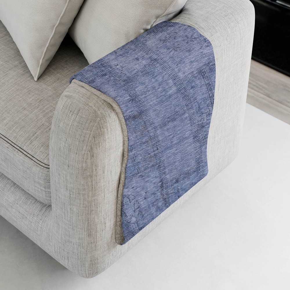 Premium Machine Washable Vintage Patchwork Sherpa Throw Blanket