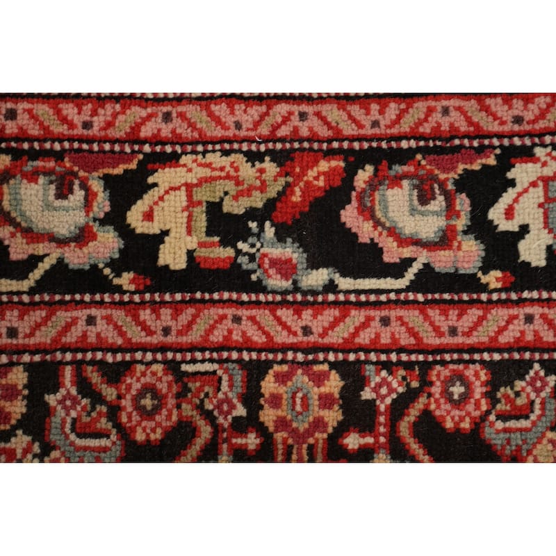 Hand Knotted Oriental 100% Wool Carpet Traditional Geometric Black Karabagh Runner Rug - 19' 1'' X 3' 7''