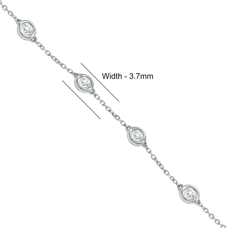 Marquee 3/4 Carat TW Bezel Set Genuine Diamond Station Bracelet in 14K White Gold