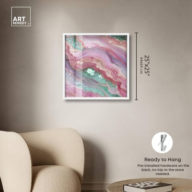 Pink and Mint Crystal II Shadowbox by Art Remedy