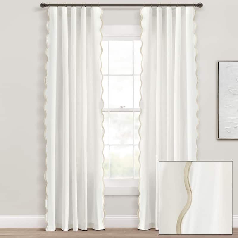 Lush Decor Coastal Chic Scallop Edge Window Curtain Panels