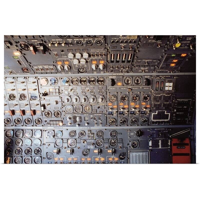 "Airplane cockpit control panel" Poster Print - Multi