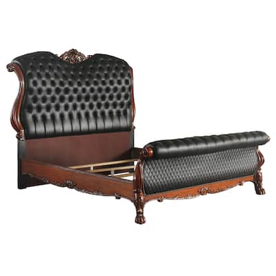 Adison Black and Cherry Oak Sleigh Bed