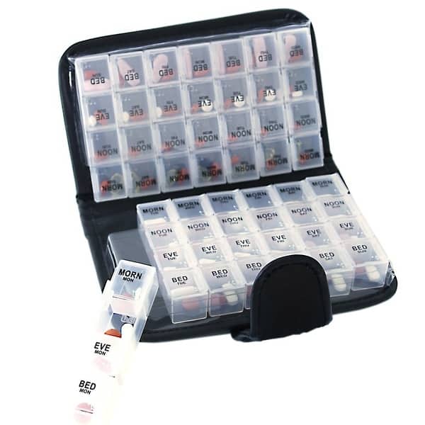 ATB 2 Weekly Pill Box Organizer 6 Compartment Holder Case Medicine Storage Travel