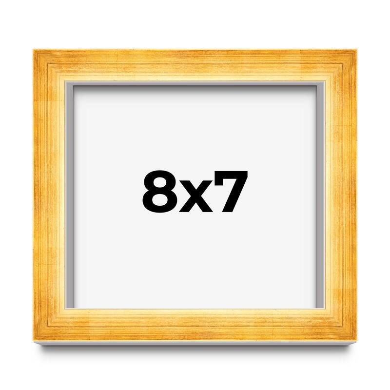 8x7 Shadow Box Frame Gold | 1.625 Inches Deep Real Wood Traditional