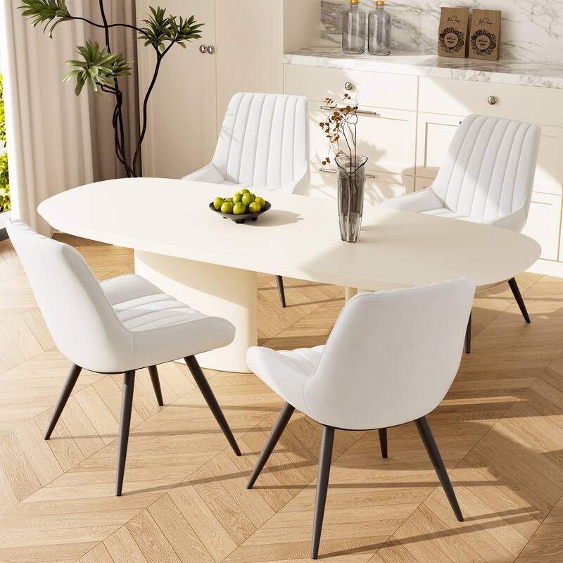 Modern Dining Chairs Set of 2, Comfy Dining Room Chairs with Thick Cushions, Upholstered Fabric Kitchen Side Chairs