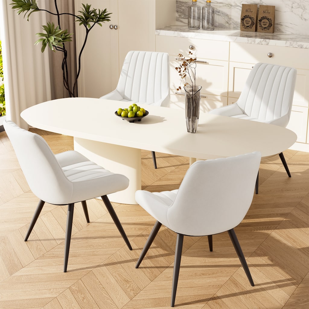 Modern Dining Chairs Set of 4, Comfy Dining Room Chairs with Thick Cushions, Upholstered Fabric Chairs with Metal Legs
